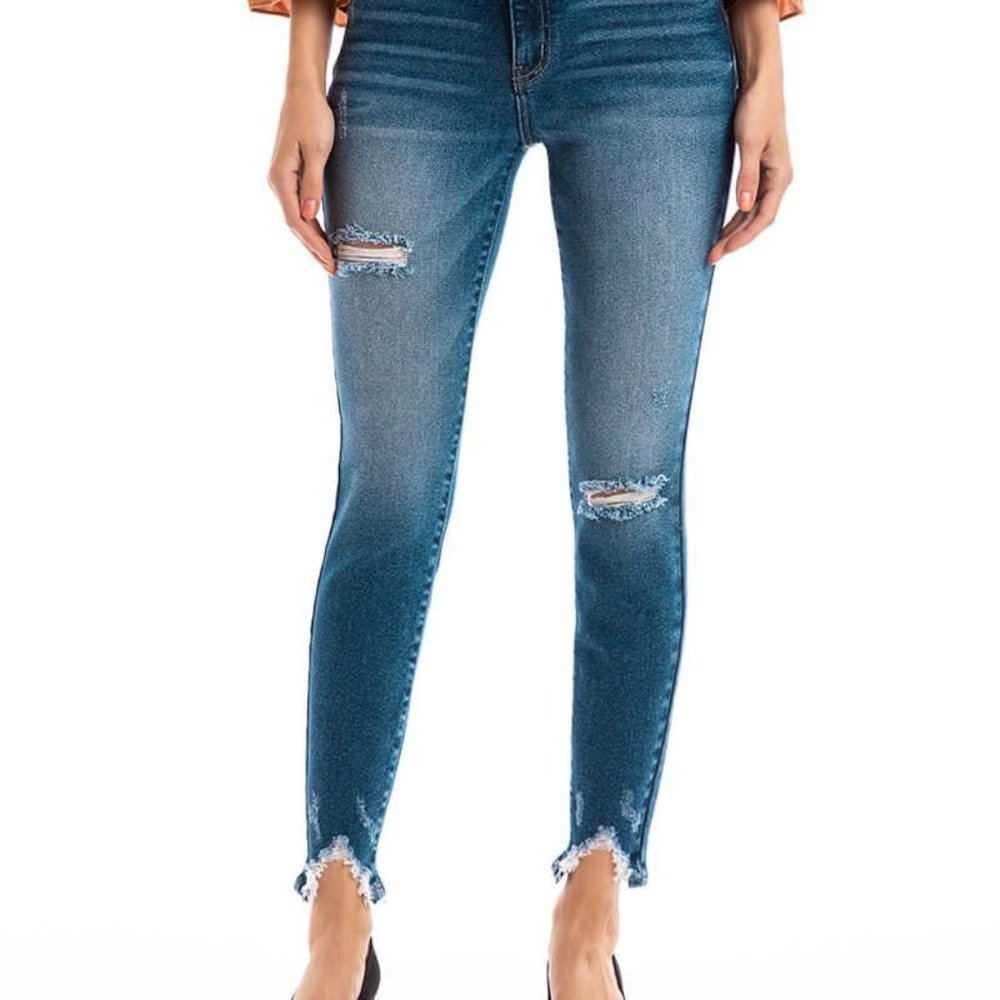 KANCAN HIGH RISE HEM DETAIL ANKLE SKINNY